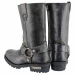 Milwaukee Leather Men’s Distressed Gray Leather 11-inch Classic Harness Square Toe Motorcycle Boots MBM9006 - Image 6