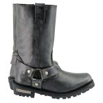 Milwaukee Leather Men’s Distressed Gray Leather 11-inch Classic Harness Square Toe Motorcycle Boots MBM9006 - Image 13