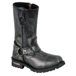 Milwaukee Leather Men’s Distressed Gray Leather 11-inch Classic Harness Square Toe Motorcycle Boots MBM9006 - Image 10