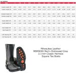 Milwaukee Leather Men’s Distressed Gray Leather 11-inch Classic Harness Square Toe Motorcycle Boots MBM9006 - Image 3