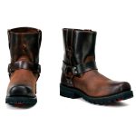 Milwaukee Leather Men’s Brown Two-Tone Full Grain Leather Easy Pull-On Motorcycle Harness Boots MBM9008 - Image 2