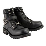 Milwaukee Leather Men’s Classic Black Leather Lace-Up 6-inch Engineer Boots with Side Buckle MBM9010