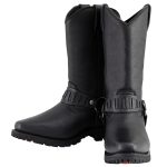 Milwaukee Leather Men’s Classic Harness Black Leather 11-Inch Western Style Motorcycle Boots MBM9015 - Image 4