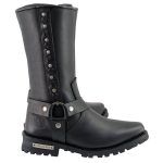 Milwaukee Leather Men’s Black Leather Harness Motorcycle Boots with Braid and Riveted Details MBM9025 - Image 9