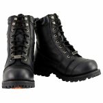 Milwaukee Leather Classic Men’s Black Leather Wide-Width 8-inch Lace-Up Logger Biker Boots MBM9030W - Image 2