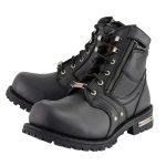 Milwaukee Leather Men’s Black Leather 6-inch Lace-Up Motorcycle Biker Rider Boots w/ Zipper Closure MBM9050 - Image 6