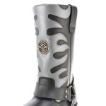 Milwaukee Leather Men’s Fire Fight Harness Boots – Black Leather w/ Silver Flames, 11″ Square Toe, Inside Zipper – MBM9067 - Image 12