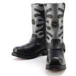 Milwaukee Leather Men’s Fire Fight Harness Boots – Black Leather w/ Silver Flames, 11″ Square Toe, Inside Zipper – MBM9067 - Image 3