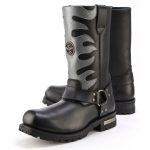 Milwaukee Leather Men’s Fire Fight Harness Boots – Black Leather w/ Silver Flames, 11″ Square Toe, Inside Zipper – MBM9067 - Image 4