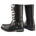 Milwaukee Leather Men’s Fire Fight Harness Boots – Black Leather w/ Silver Flames, 11″ Square Toe, Inside Zipper – MBM9067 - Image 5