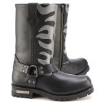 Milwaukee Leather Men’s Fire Fight Harness Boots – Black Leather w/ Silver Flames, 11″ Square Toe, Inside Zipper – MBM9067 - Image 8