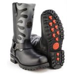 Milwaukee Leather Men’s Fire Fight Harness Boots – Black Leather w/ Silver Flames, 11″ Square Toe, Inside Zipper – MBM9067 - Image 9