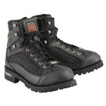 Milwaukee Leather MBM9080 Men’s Black Leather 6-Inch Lace to Toe Motorcycle Rider Boots w/ Gear Shift Protection