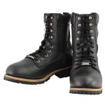 Milwaukee Leather Men’s Classic Black Leather Wide Width Lace-Up Logger Boots w/ Side Zipper MBM9095W - Image 8
