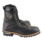 Milwaukee Leather Men’s Classic Black Leather Lace-Up Logger Boots w/ Side Zipper MBM9095 - Image 2