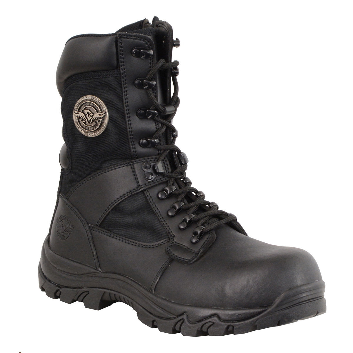 Milwaukee Leather MBM9100 Men’s Black Tactical Leather Boots with Composite Toe