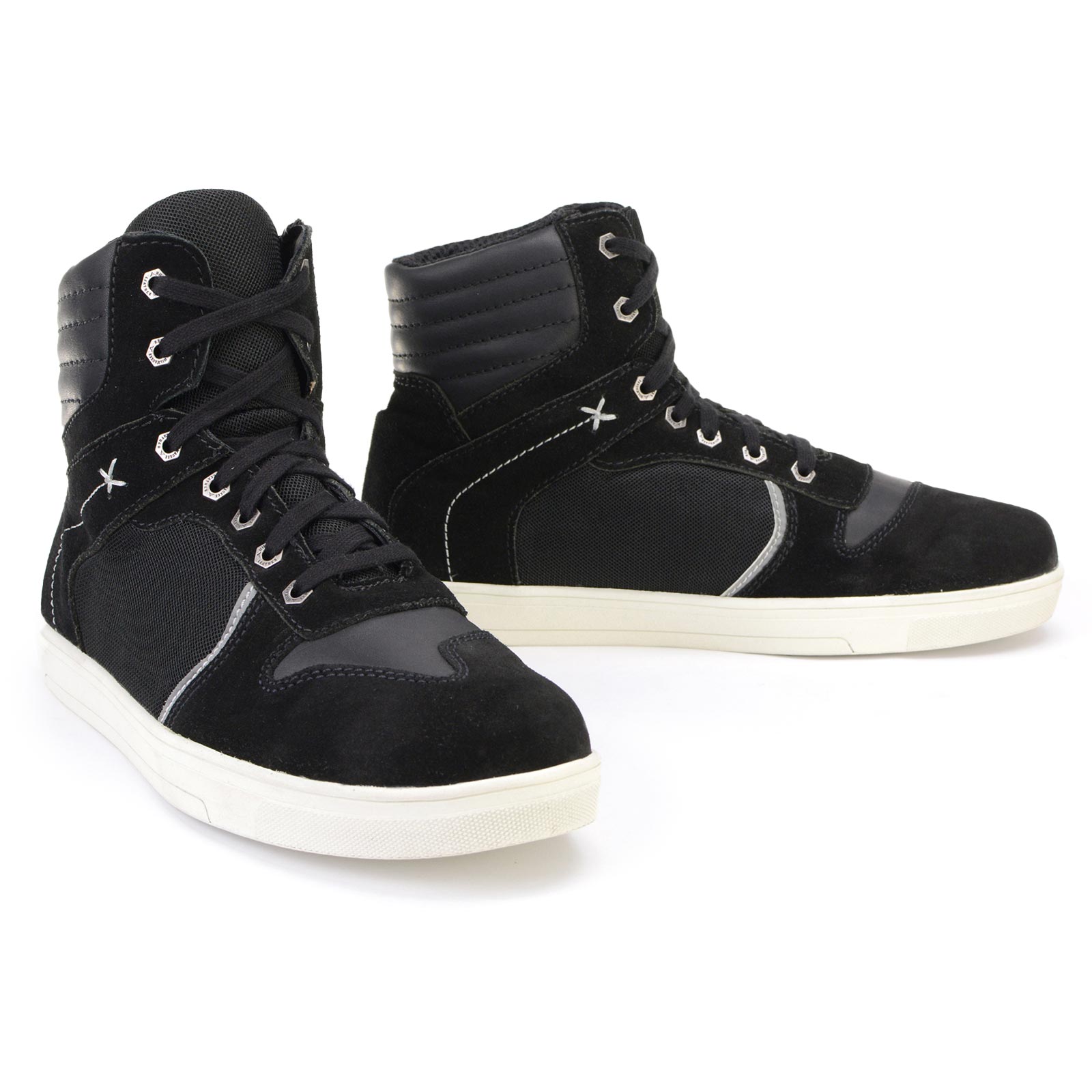 Milwaukee Leather MBM9101 Men’s Black Leather and Suede Reinforced Street Riding Shoes with Ankle Support