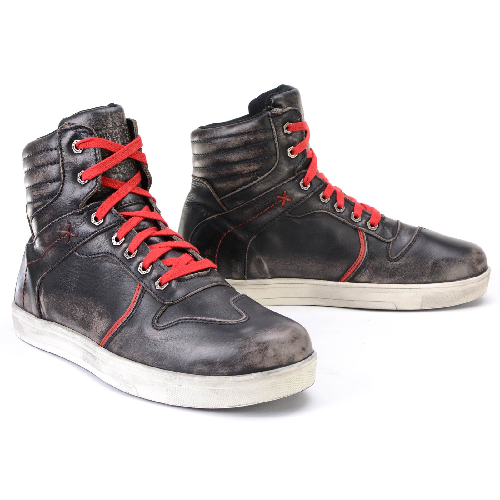 Milwaukee Leather MBM9103 Men’s Vintage Leather Brown w/ Red Laces High-Top Reinforced Street Riding Casual Shoes