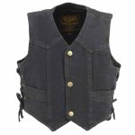 Milwaukee Leather MDK3900 Kids Classic Black Denim Side Lace Vest - Image 6
