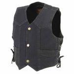 Milwaukee Leather MDK3900 Kids Classic Black Denim Side Lace Vest - Image 7