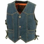 Milwaukee Leather MDK3900 Kids Classic Blue Denim Side Lace Vest - Image 7
