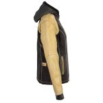 Milwaukee Leather MDL2005 Ladies Hooded Two Tone Black and Beige Denim and Leather Scuba Jacket - Image 4