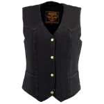 Milwaukee Leather MDL4000 Women’s Black Denim 4-Snap Button Closure Motorcycle Rider Vest - Image 7