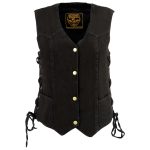 Milwaukee Leather MDL4001 Women’s Black Denim Motorcycle Vest with Side Lace and 4 Snap Front - Image 7