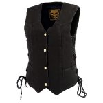 Milwaukee Leather MDL4001 Women’s Black Denim Motorcycle Vest with Side Lace and 4 Snap Front - Image 5