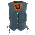 Milwaukee Leather MDL4001 Women’s Blue Side Lace 4 Snap Front Denim Vest - Image 7