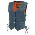 Milwaukee Leather MDL4001 Women’s Blue Side Lace 4 Snap Front Denim Vest - Image 5