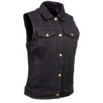 Milwaukee Leather MDL4002 Women’s Black Denim 2 in 1 Shirt Style Collar Motorcycle Rider Vest W/ Removable Hoodie - Image 9