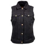 Milwaukee Leather MDL4002 Women’s Black Denim 2 in 1 Shirt Style Collar Motorcycle Rider Vest W/ Removable Hoodie - Image 10