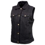 Milwaukee Leather MDL4002 Women’s Black Denim 2 in 1 Shirt Style Collar Motorcycle Rider Vest W/ Removable Hoodie - Image 11