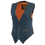 Milwaukee Leather MDL4010 Women’s Blue Zipper Front Denim Vest with Side Stretch - Image 5