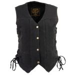Milwaukee Leather MDL4020 Women’s Classic Black ‘6 Pocket’ Side Lace Denim Vest - Image 11