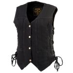 Milwaukee Leather MDL4020 Women’s Classic Black ‘6 Pocket’ Side Lace Denim Vest - Image 12
