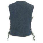 Milwaukee Leather MDL4020 Women’s Classic Blue ‘6 Pocket’ Side Lace Denim Vest - Image 2