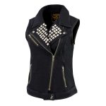 Milwaukee Leather MDL4030 Women’s Black Denim Zipper Front Motorcycle Vest with Studded Spikes - Image 5