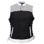 Milwaukee Leather MDL4050 Women’s ‘Skelly’ Black with White Motorcycle Denim Vest w/ Skull Embroidery - Image 18