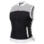 Milwaukee Leather MDL4050 Women’s ‘Skelly’ Black with White Motorcycle Denim Vest w/ Skull Embroidery - Image 17