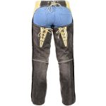 Milwaukee Leather MDL6905 Women’s Two Tone Black and Beige Denim and Leather Chaps with Two Front Pockets - Image 5