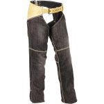 Milwaukee Leather MDL6905 Women’s Two Tone Black and Beige Denim and Leather Chaps with Two Front Pockets