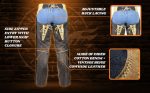 Milwaukee Leather MDL6905 Women’s Two Tone Black and Beige Denim and Leather Chaps with Two Front Pockets - Image 4