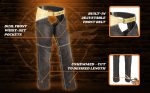 Milwaukee Leather MDL6905 Women’s Two Tone Black and Beige Denim and Leather Chaps with Two Front Pockets - Image 2