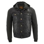 Milwaukee Leather MDM1000 Men’s Black Denim Jacket with Removable Hoodie - Image 8