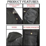 Milwaukee Leather MDM1000 Men’s Blue Denim Jacket with Removable Hoodie - Image 7