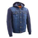 Milwaukee Leather MDM1000 Men’s Blue Denim Jacket with Removable Hoodie