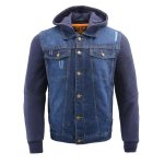 Milwaukee Leather MDM1000 Men’s Blue Denim Jacket with Removable Hoodie - Image 10
