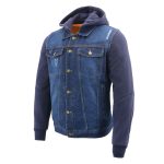 Milwaukee Leather MDM1000 Men’s Blue Denim Jacket with Removable Hoodie - Image 9